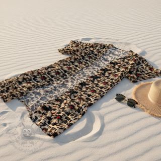 Tkanina wiskozowa z lnem Daisy design B digital print