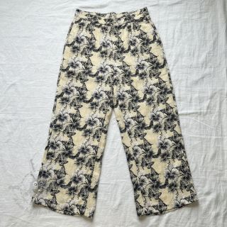 Tkanina wiskozowa z lnem Hibiscus digital print