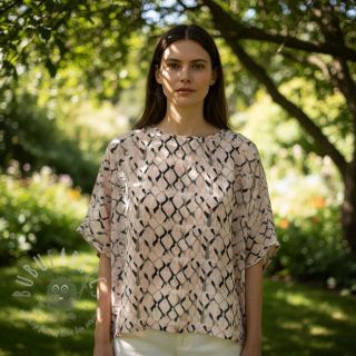 Tkanina wiskozowa z lnem Ivy Diamonds design B digital print