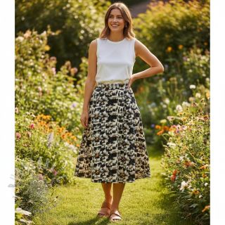 Tkanina wiskozowa z lnem Daisy design A digital print