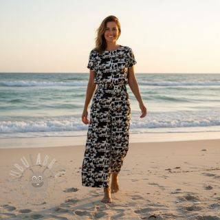 Tkanina wiskozowa z lnem Daisy design A digital print