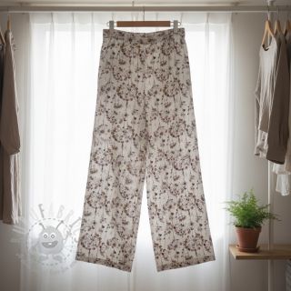 Tkanina wiskozowa z lnem Agapanthus design D digital print