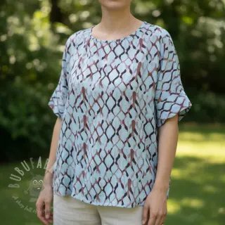 Tkanina wiskozowa z lnem Ivy Diamonds design A digital print