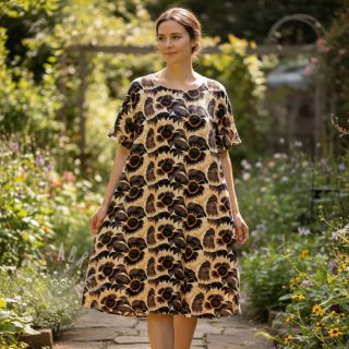 Tkanina wiskozowa z lnem Sunlower design A digital print