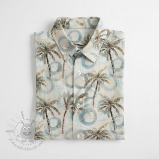 Tkanina wiskozowa z lnem Palm tree digital print