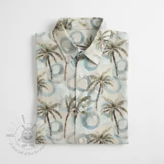 Tkanina wiskozowa z lnem Palm tree digital print