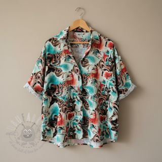 Tkanina wiskozowa z lnem Paint chaos design B digital print