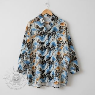 Tkanina wiskozowa z lnem Paint chaos design A digital print