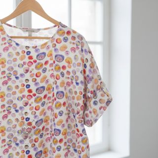 Tkanina wiskozowa z lnem Natural Lin Livy blue digital print