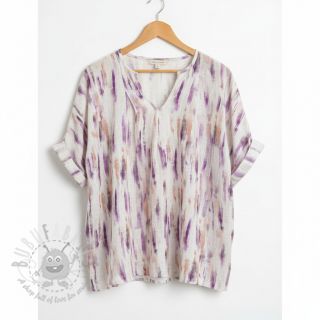 Tkanina wiskozowa z lnem Natural Lin Lina fioletowy nadruk cyfrowy