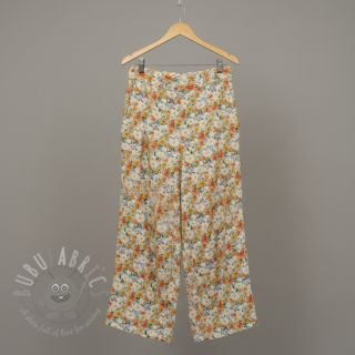 Tkanina wiskozowa z lnem CREPE Flowers yellow digital print