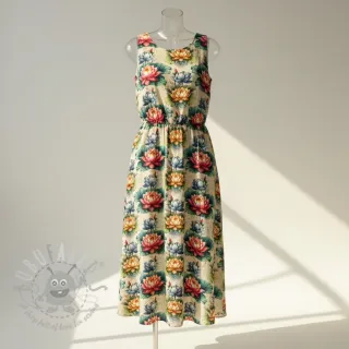 Tkanina wiskozowa z lnem Clover design D digital print