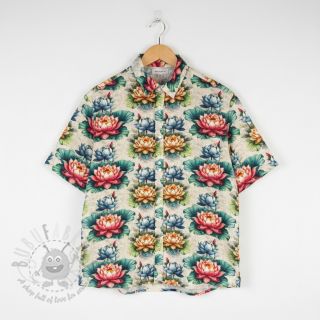 Tkanina wiskozowa z lnem Clover design D digital print