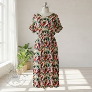 Tkanina wiskozowa z lnem Azalea design A digital print