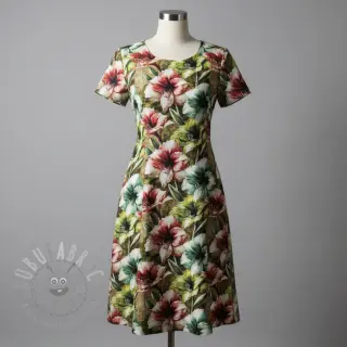 Tkanina wiskozowa z lnem Azalea design C digital print