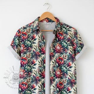 Tkanina wiskozowa z lnem Azalea design D digital print