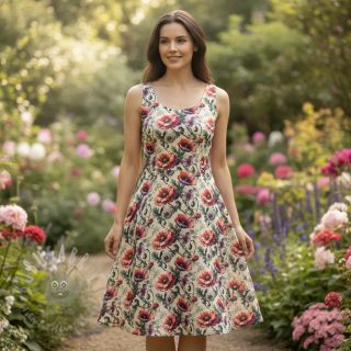 Tkanina wiskozowa z lnem Liana design C digital print