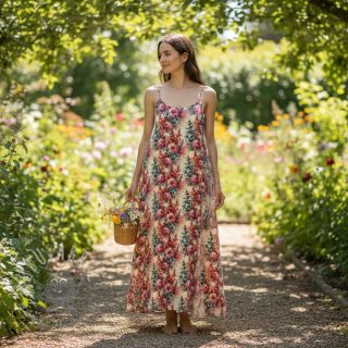 Tkanina wiskozowa z lnem Viola design C digital print