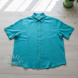 Tkanina wiskozowa z lnem PREMIUM ocean blue