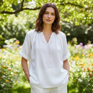 Tkanina wiskozowa z lnem PREMIUM white