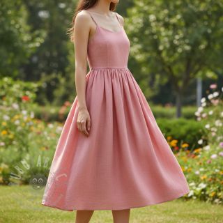 Tkanina wiskozowa z lnem PREMIUM coral