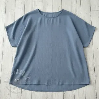 Tkanina wiskozowa z lnem CRINCLE blue shadow