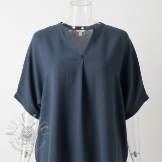 Tkanina wiskozowa z lnem CRINCLE navy