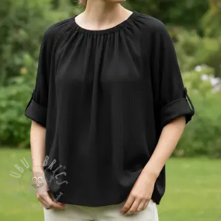 Tkanina wiskozowa z lnem CRINCLE black