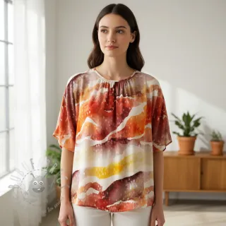 Wiskoza SATIN Chloe red digital print