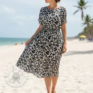 Wiskoza SATIN Animal skin black digital print