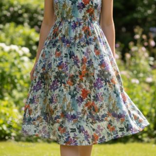 Wiskoza SATIN Flowie Kin off white digital print