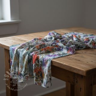 Wiskoza SATIN Flowie Kin off white digital print