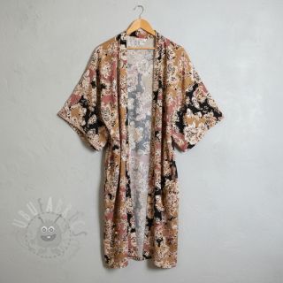 Wiskoza SATIN Flowie Noe black digital print