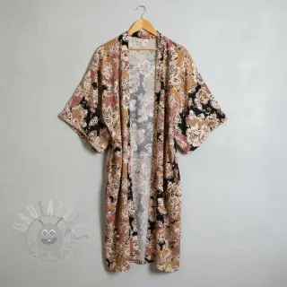 Wiskoza SATIN Flowie Noe black digital print