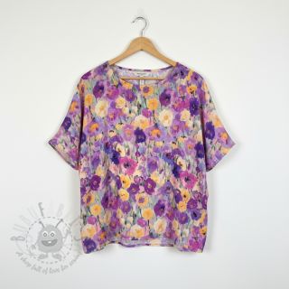 Wiskoza SATIN Lavender flowers digital print