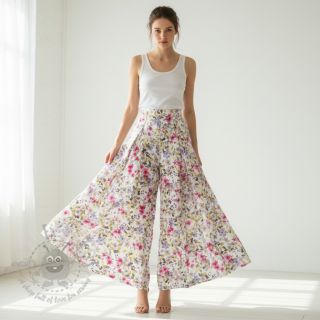 Wiskoza RADIANCE Flower Uma white digital print