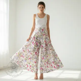 Wiskoza RADIANCE Flower Uma white digital print