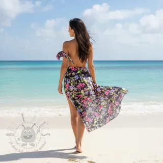 Wiskoza RADIANCE Flower Uma navy digital print