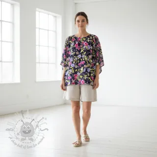 Wiskoza RADIANCE Flower Uma navy digital print
