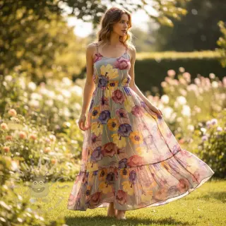 Wiskoza RADIANCE Flower Elia digital print