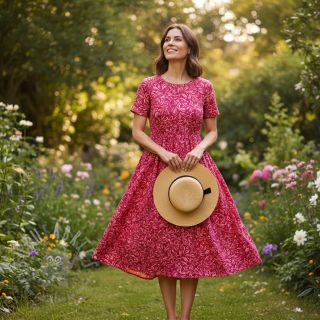 Wiskoza RADIANCE Moana dark red digital print