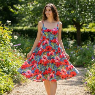 Wiskoza RADIANCE Poppies digital print