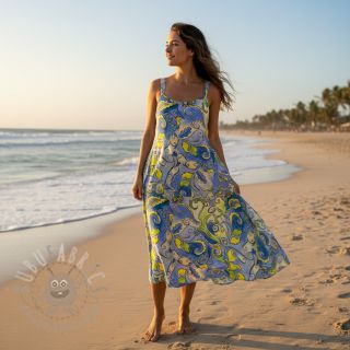 Wiskoza RADIANCE Abstract paisley blue digital print