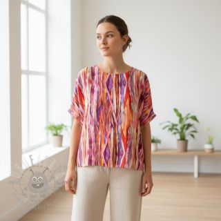 Wiskoza RADIANCE Abstract stripes pink digital print