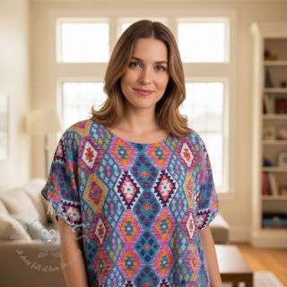 Wiskoza RADIANCE Geometric petrol digital print