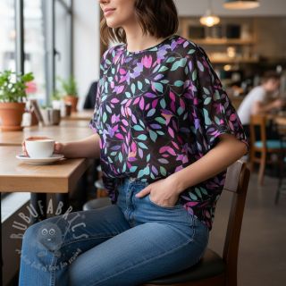 Wiskoza RADIANCE Barbara black digital print