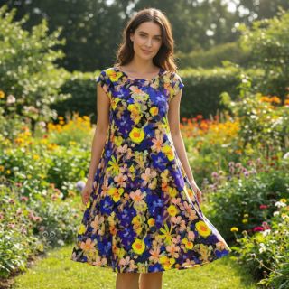 Wiskoza RADIANCE Cornelia flowers purple digital print