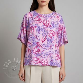 Wiskoza RADIANCE Anabella leaves pink digital print