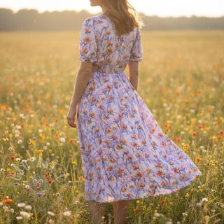 Wiskoza RADIANCE Dried flower digital print