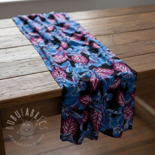 Wiskoza RADIANCE Anabella leaves black digital print